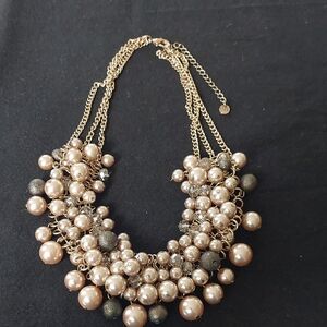 LOFT Silver and Tan Layered Necklace